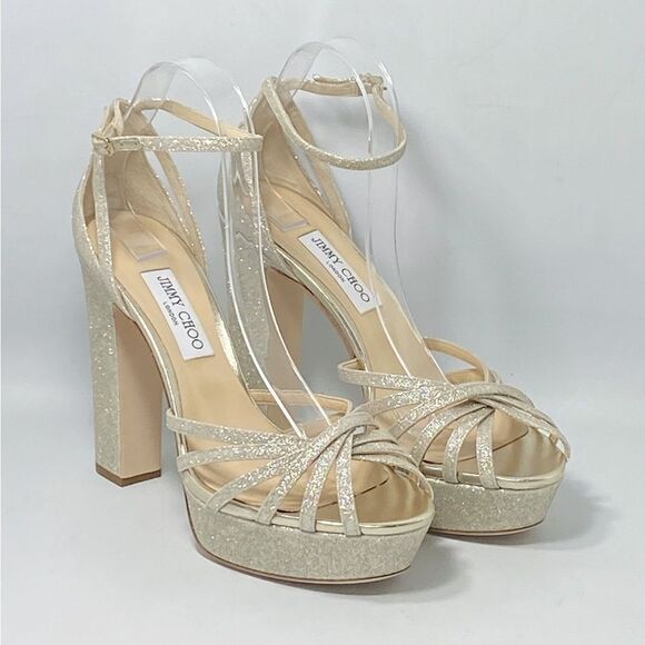 Jimmy Choo Isra 120MM Glitter Platform Sandals size 42 - Picture 9 of 13